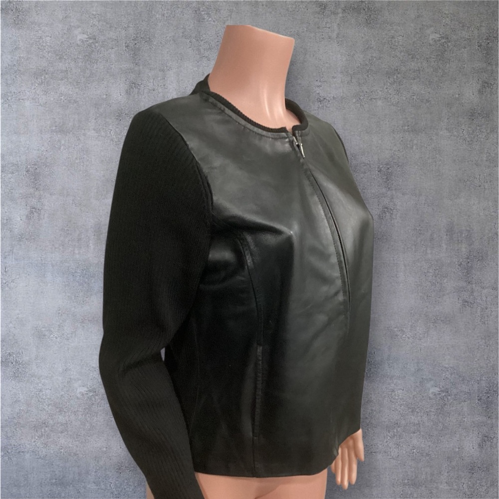 Pendleton Genuine Leather Zip Ribbed Sweater Meri… - image 2